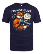 Funny Fox I’m Not Quiet I’m Plotting Graphic T-shirt - navy t-shirt on white background