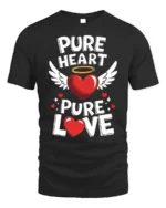 Pure Heart Pure Love Valentine Graphic T-Shirt - black t-shirt on white background