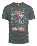 Beach Time Summer Vibes Graphic T-Shirt - gray t-shirt on white background