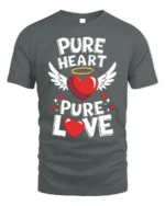 Pure Heart Pure Love Valentine Graphic T-Shirt - gray t-shirt on white background