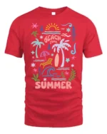 Beach Time Summer Vibes Graphic T-Shirt - red t-shirt on white background