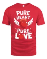 Pure Heart Pure Love Valentine Graphic T-Shirt - red t-shirt on white background