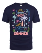 Beach Time Summer Vibes Graphic T-Shirt - navy t-shirt on white background
