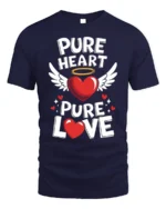 Pure Heart Pure Love Valentine Graphic T-Shirt - navy t-shirt on white background