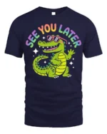 See You Later Funny Alligator Cartoon T-Shirt - navy t-shirt on white background