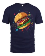 Cosmic Burger Space Foodie Graphic T-Shirt - navy t-shirt on white background