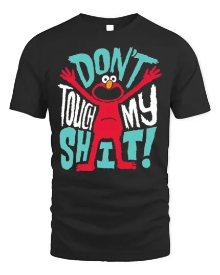 Funny Red Monster Don’t Touch My Stuff T-Shirt - black t-shirt on white background