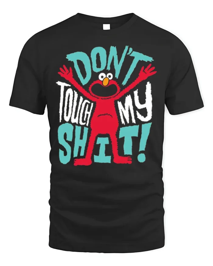 Funny Red Monster Don’t Touch My Stuff T-Shirt - black t-shirt on white background