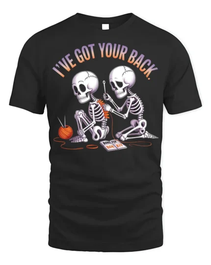 Funny Skeleton I’ve Got Your Back Graphic T-Shirt - black t-shirt on white background