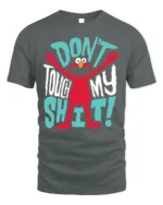 Funny Red Monster Don’t Touch My Stuff T-Shirt - gray t-shirt on white background
