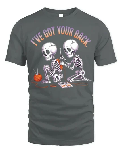 Funny Skeleton I’ve Got Your Back Graphic T-Shirt - gray t-shirt on white background