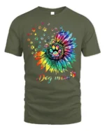 Colorful Dog Mom Paw Print Sunflower Graphic T-Shirt - military green t-shirt on white background