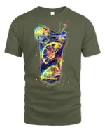Neon Citrus Drink Splash Summer Vibes Graphic T-Shirt - military green t-shirt on white background