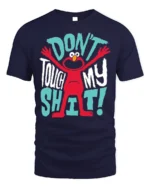 Funny Red Monster Don’t Touch My Stuff T-Shirt - navy t-shirt on white background