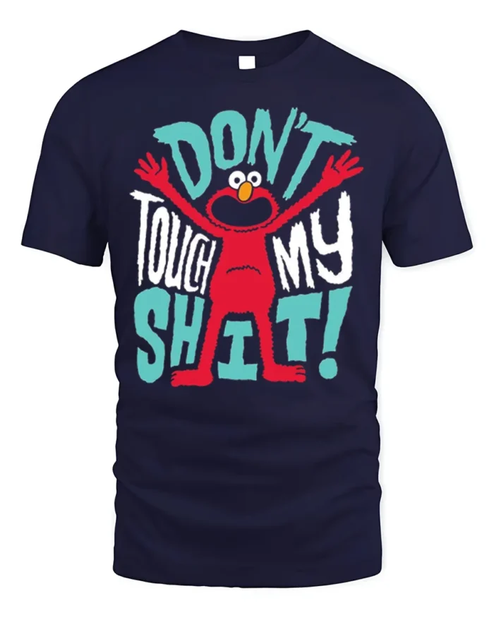 Funny Red Monster Don’t Touch My Stuff T-Shirt - navy t-shirt on white background