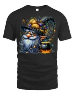 Halloween Wizard Gnome Cauldron Magic T-Shirt - black t-shirt on white background