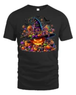 Halloween Candy Pumpkin Witch Hat T-Shirt - black t-shirt on white background