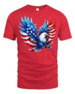 Patriotic Bald Eagle American Flag T-Shirt - red t-shirt on white background
