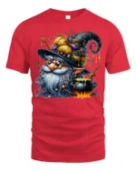 Halloween Wizard Gnome Cauldron Magic T-Shirt - red t-shirt on white background