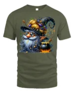 Halloween Wizard Gnome Cauldron Magic T-Shirt - military green t-shirt on white background