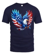 Patriotic Bald Eagle American Flag T-Shirt - navy t-shirt on white background