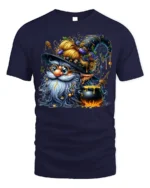 Halloween Wizard Gnome Cauldron Magic T-Shirt - navy t-shirt on white background