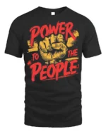 Power To The People Raised Fist Graphic T-Shirt - black t-shirt on white background