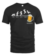 Funny Beer Friday Evolution Drinking T-Shirt - black t-shirt on white background