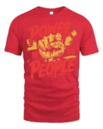 Power To The People Raised Fist Graphic T-Shirt - red t-shirt on white background