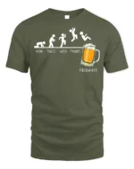 Funny Beer Friday Evolution Drinking T-Shirt - military green t-shirt on white background