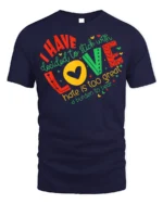 Inspirational Love Over Hate Quote T-Shirt - navy t-shirt on white background