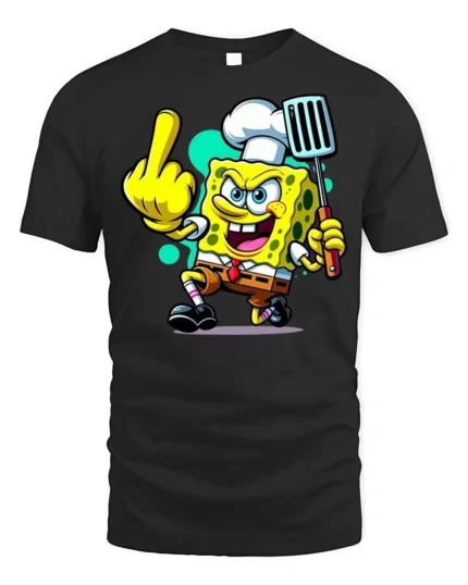 Funny Sponge Chef Cooking Humor T-Shirt - black t-shirt on white background