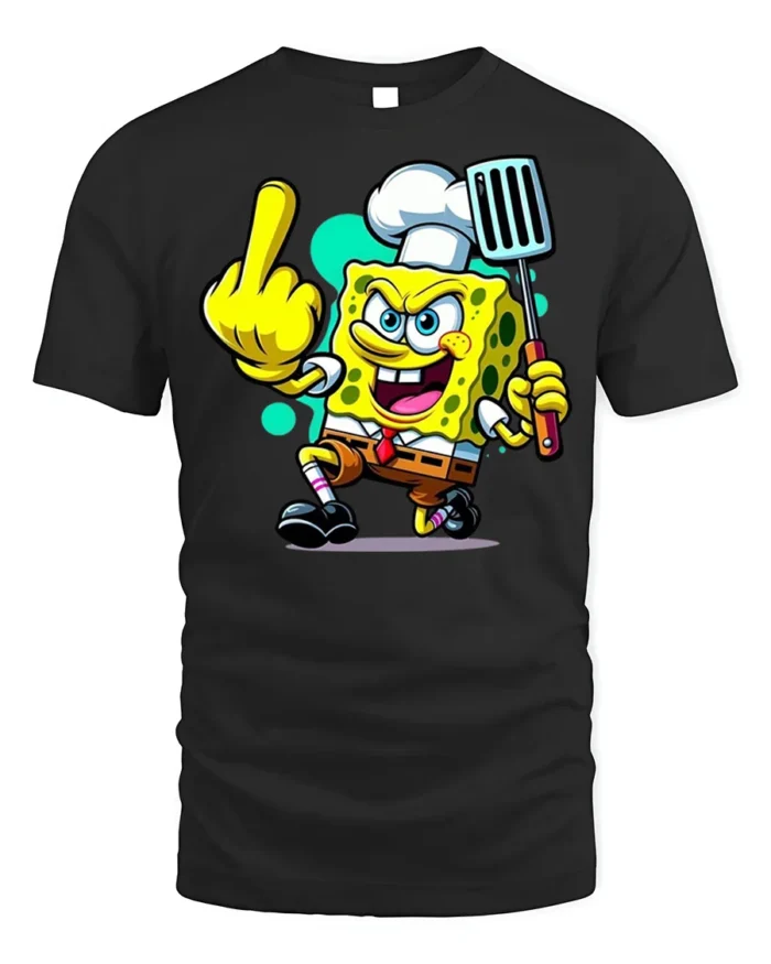 Funny Sponge Chef Cooking Humor T-Shirt - black t-shirt on white background