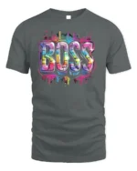 Neon Graffiti Boss Street Style T-Shirt - gray t-shirt on white background