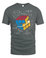 Math Equations Rubik Cube Puzzle T-Shirt - gray t-shirt on white background