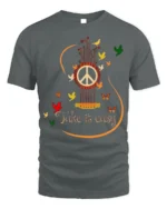 Peace Guitar Take It Easy Music T-Shirt - gray t-shirt on white background