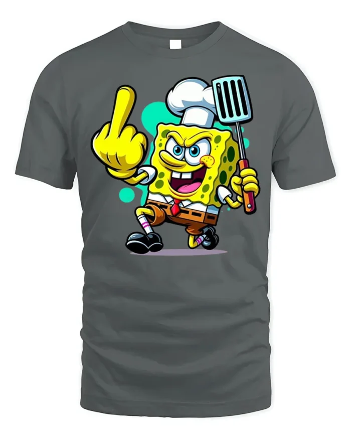 Funny Sponge Chef Cooking Humor T-Shirt - gray t-shirt on white background