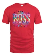 Neon Graffiti Boss Street Style T-Shirt - red t-shirt on white background