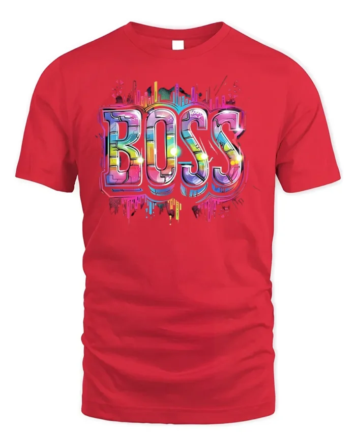 Neon Graffiti Boss Street Style T-Shirt - red t-shirt on white background