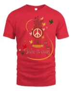 Peace Guitar Take It Easy Music T-Shirt - red t-shirt on white background