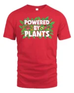 Powered By Plants Vegan Lifestyle T-Shirt - red t-shirt on white background