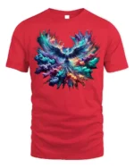 Colorful Phoenix Rising Explosion T-Shirt - red t-shirt on white background