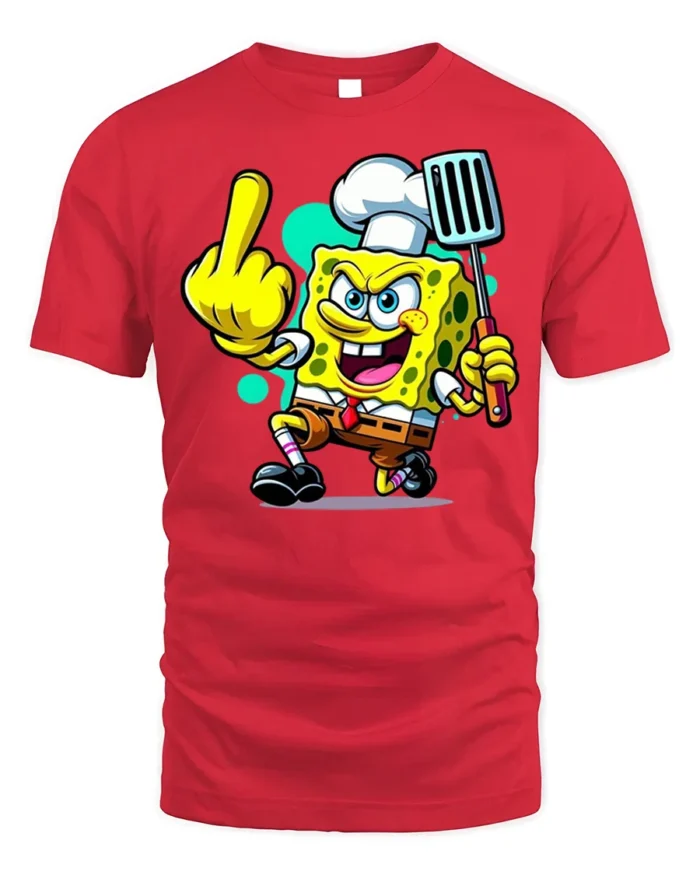 Funny Sponge Chef Cooking Humor T-Shirt - red t-shirt on white background