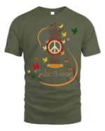 Peace Guitar Take It Easy Music T-Shirt - military green t-shirt on white background