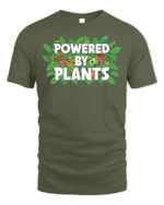 Powered By Plants Vegan Lifestyle T-Shirt - military green t-shirt on white background