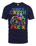 I’m Ready To Crush Pre-K Monster Truck T-Shirt - navy t-shirt on white background