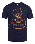 Peace Guitar Take It Easy Music T-Shirt - navy t-shirt on white background