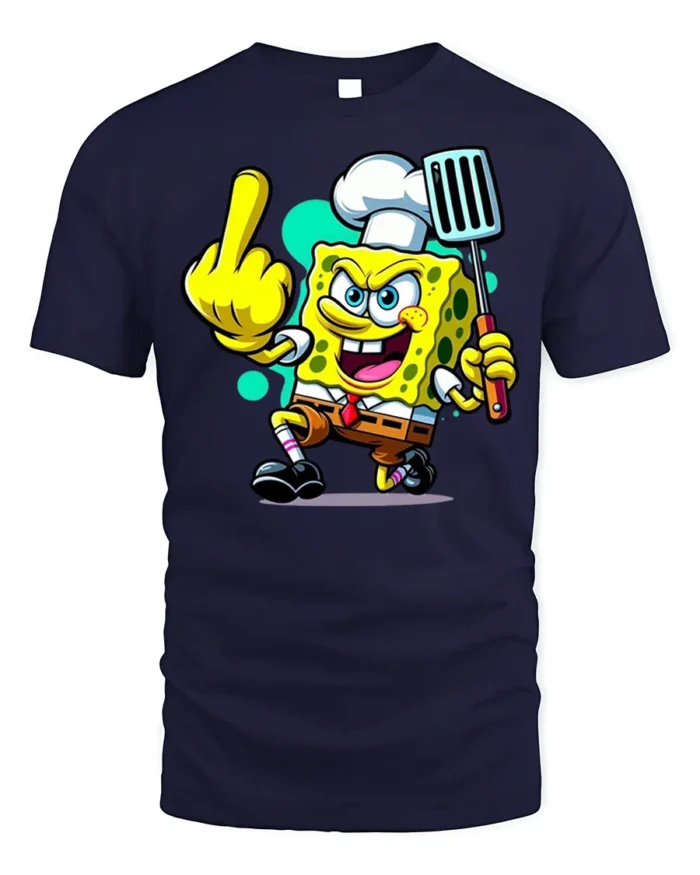 Funny Sponge Chef Cooking Humor T-Shirt - navy t-shirt on white background