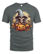 Halloween Grim Reaper Pumpkin T-Shirt Spooky Night - gray t-shirt on white background