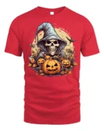 Halloween Grim Reaper Pumpkin T-Shirt Spooky Night - red t-shirt on white background